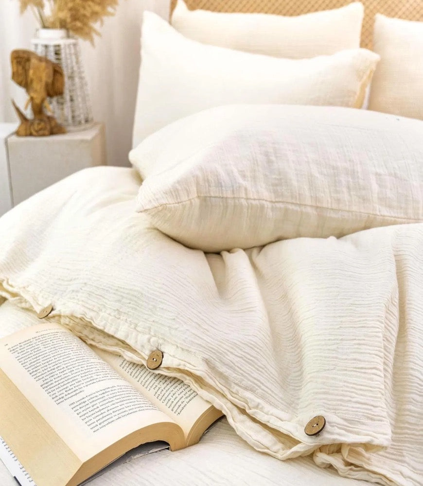 Muslin Duvet Cover Set, OEKO-TEX, Organic Cotton, 6 Layers, Extra Soft