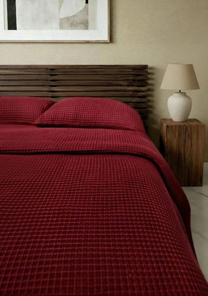 Organic Cotton Waffle Bedspread: Throw Blanket